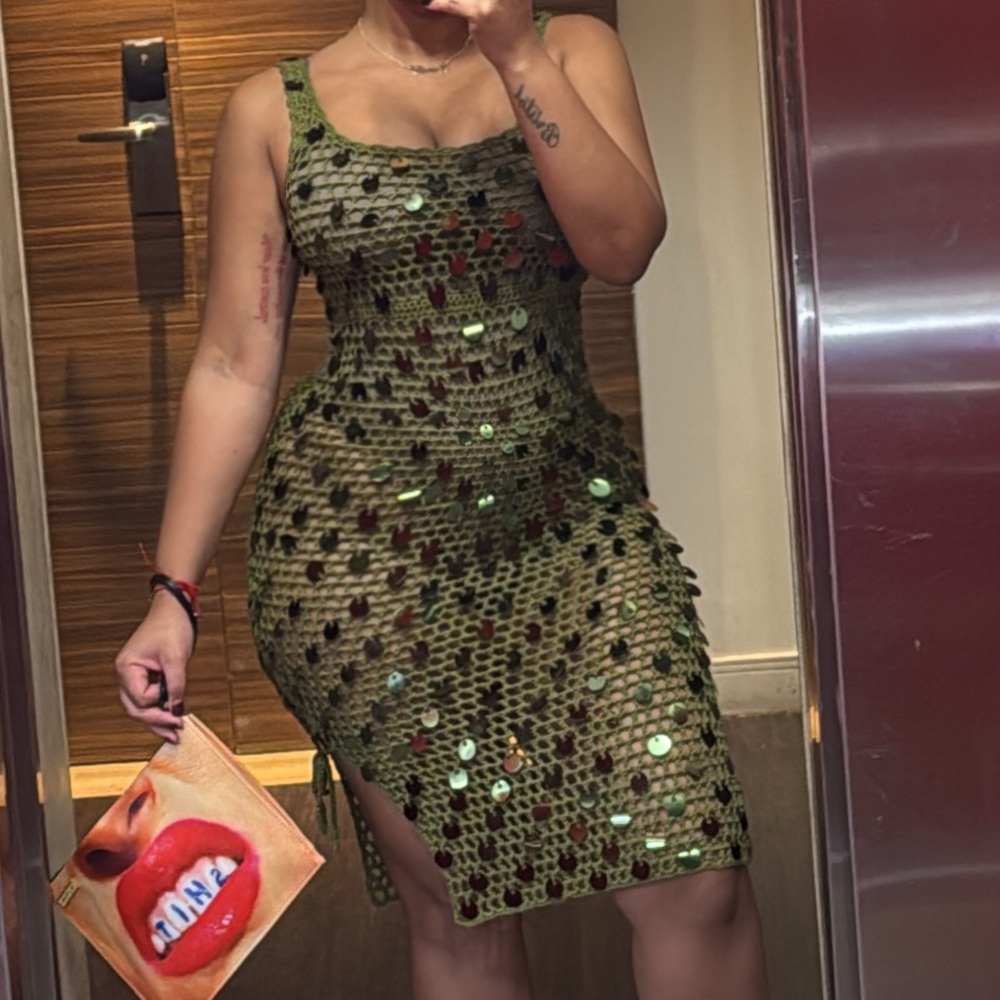 Green Sequin Bodycon Dress